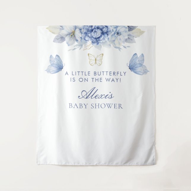 Pretty Little Butterfly Boy Baby Shower Tapestry (Front)