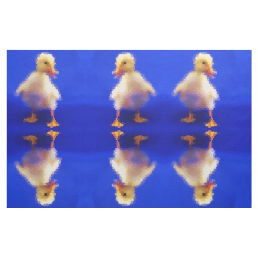 pretty little cute duck painted in blue background fabric