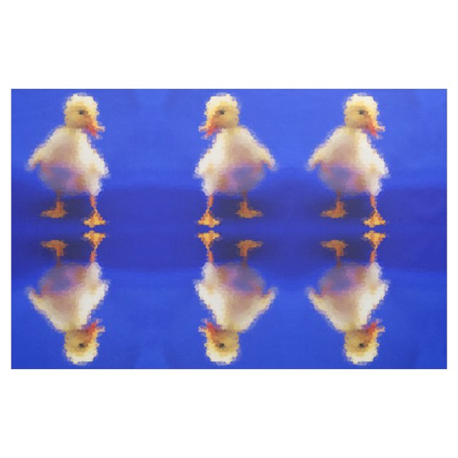 pretty little cute duck painted in blue background fabric (Yard)