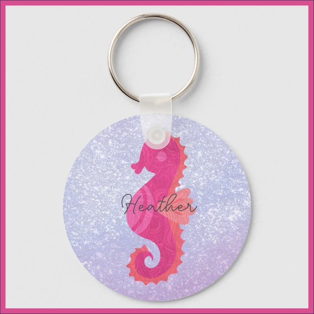 Pretty Little Cute Pink Seahorse  Keychain (Creator Uploaded)