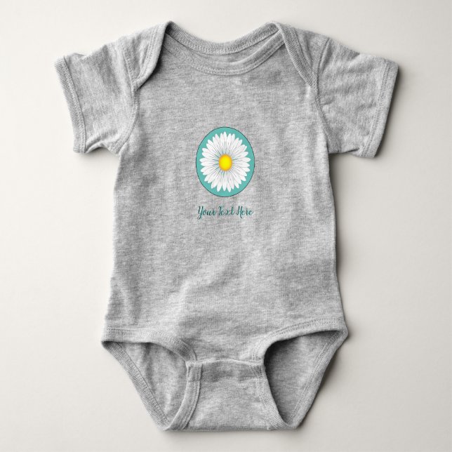 Pretty Little Daisies - Teal Baby Bodysuit (Front)