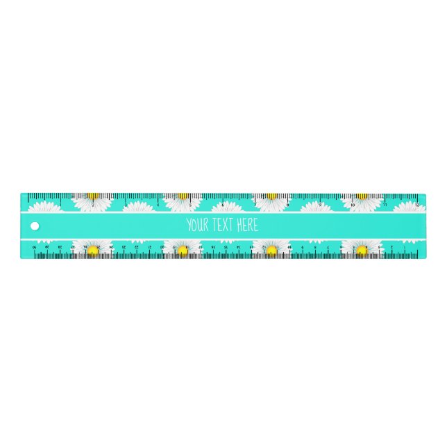 Pretty Little Daisy on Turquoise Ruler (Front)