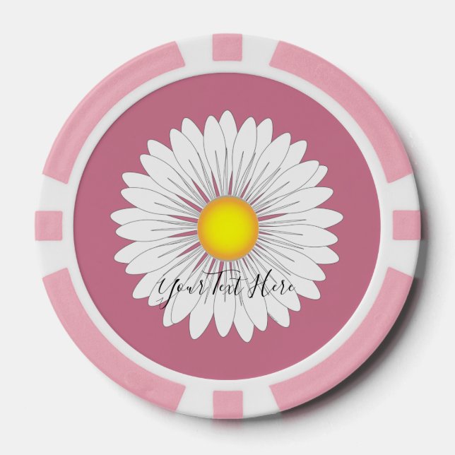 Pretty Little Daisy Pink Solid Edge Poker Chip Set (Front)