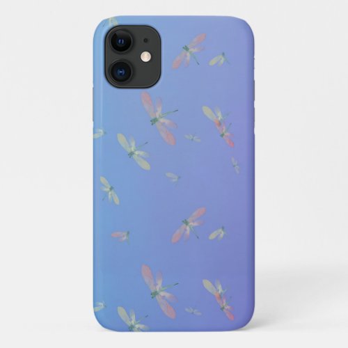 Pretty Little Dragonflies on Blue iPhone Case