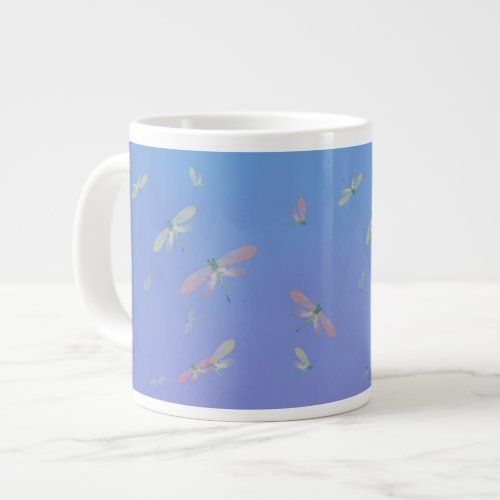 Pretty Little Dragonflies on Blue Large Mug