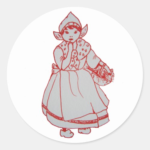 Pretty Little Dutch Girl Classic Round Sticker