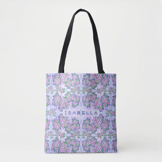 Pretty Little Flowers Personalized Tote Bag (Front)