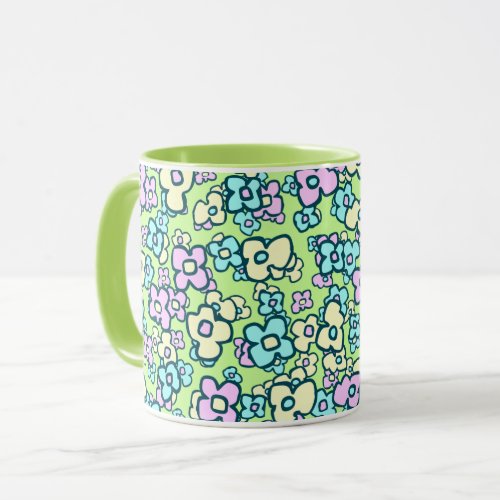 Pretty Little Folk Art Flowers Charming Cheerful Mug