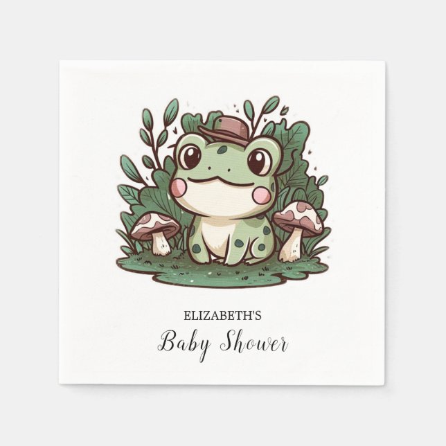 Pretty Little Frog Baby Shower  Napkins (Front)