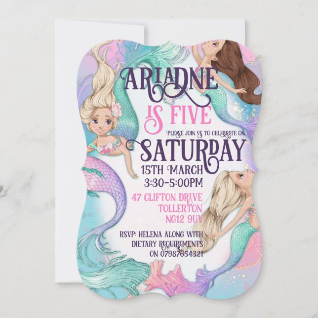 Pretty Little Mermaids Invitations (Front)