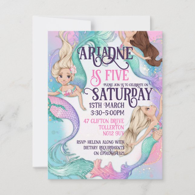 Pretty Little Mermaids Invitations (Front)