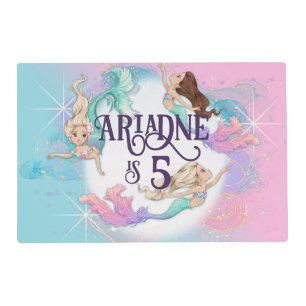 Pretty Little Mermaids Placemat with Coloring Page