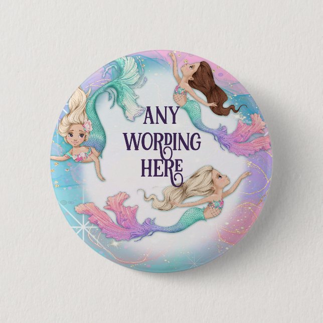 Pretty Little Mermaids Stickers Button (Front)