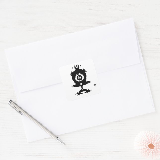 Pretty Little Monster Cute Weird Creature Square Sticker (Envelope)