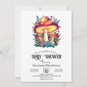 Pretty Little Mushroom Baby Shower Invitation