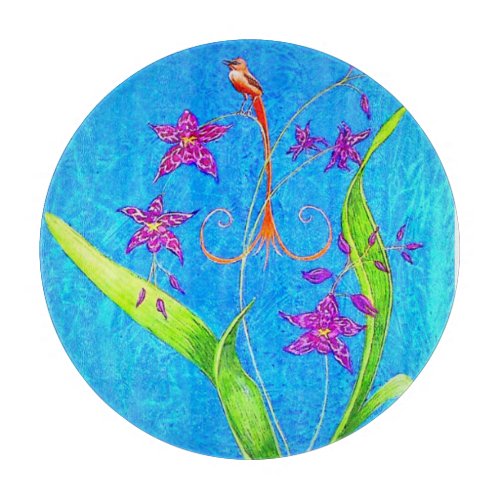 Pretty Little Orchid Bird Cutting Board