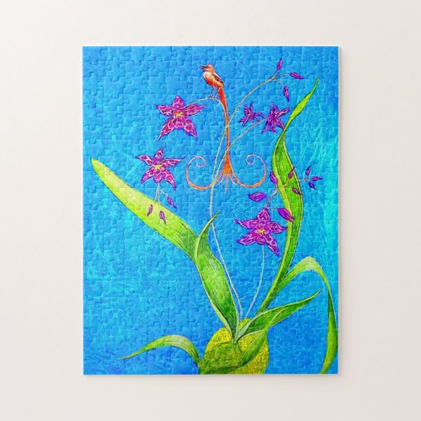 Pretty Little Orchid Bird Jigsaw Puzzle