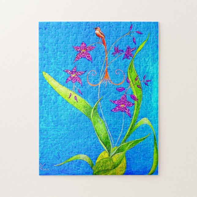 Pretty Little Orchid Bird Jigsaw Puzzle (Vertical)