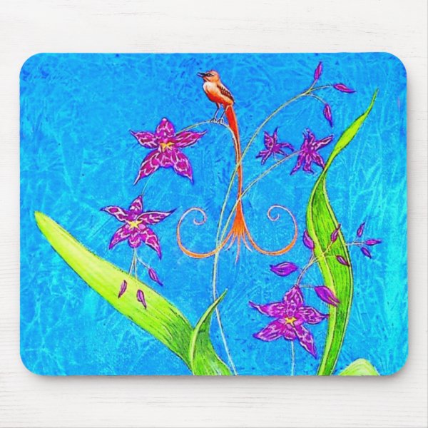 Pretty Little Orchid Bird Mouse Pad