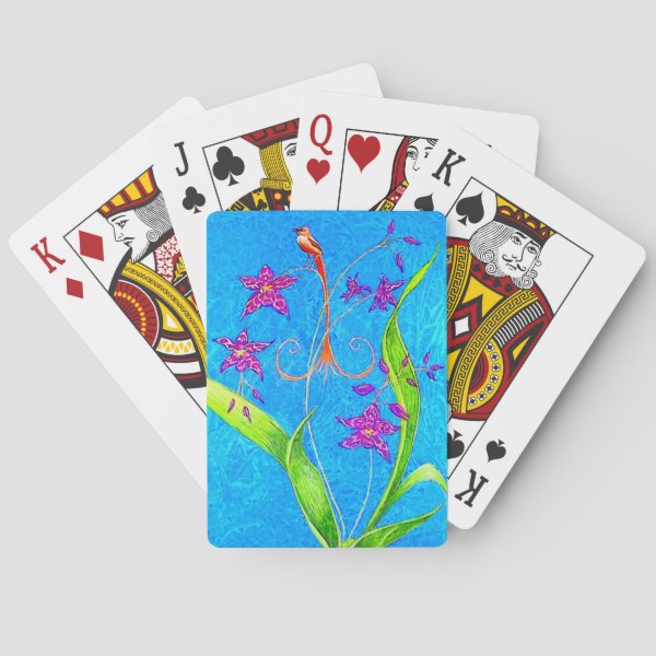 Pretty Little Orchid Bird Poker Cards