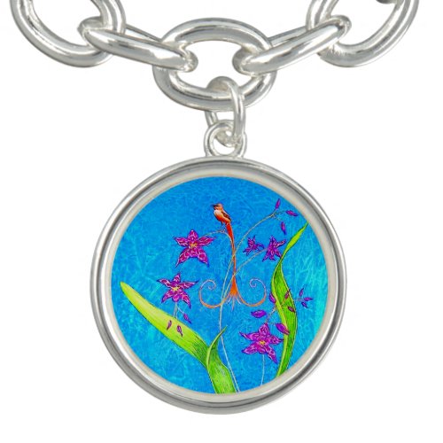 Pretty Little Orchid Bird (Red) Bracelet