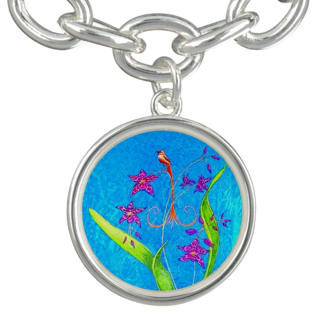 Pretty Little Orchid Bird (Red) Bracelet (Design)