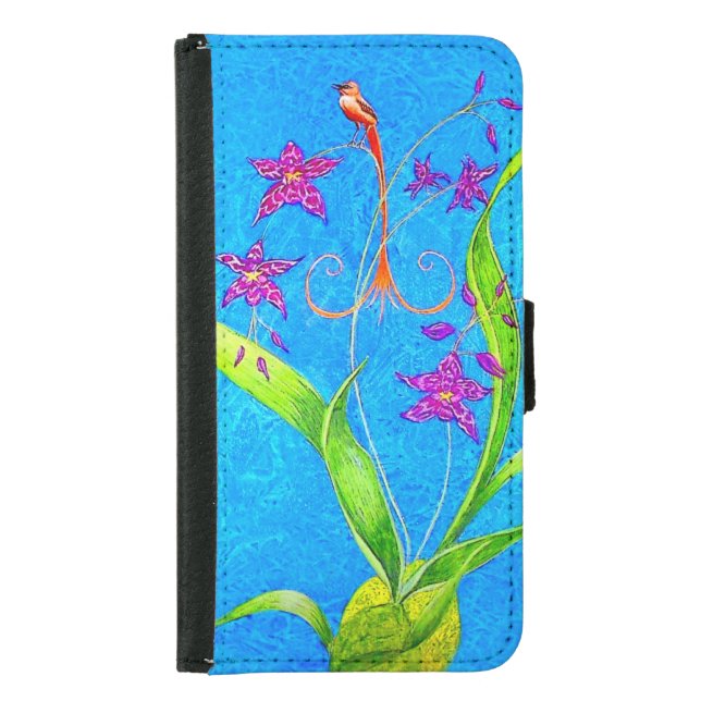 Pretty Little Orchid Bird  Samsung Galaxy Wallet Case (Front)