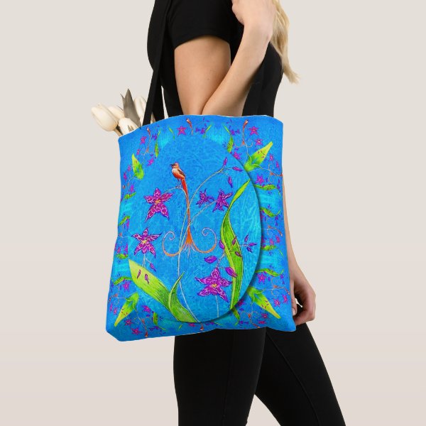 Pretty Little Orchid Bird Tote Bag