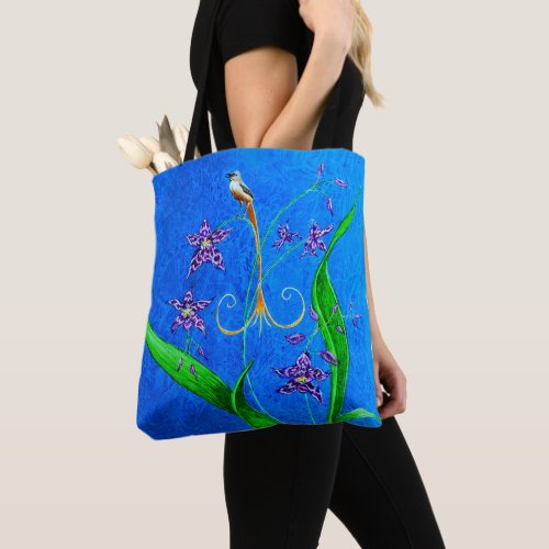 Pretty Little Orchid Bird Tote Bag