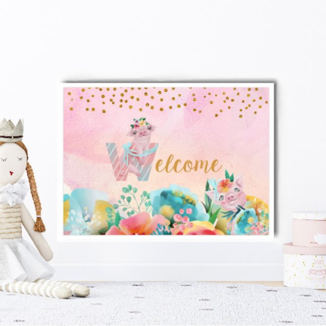 Pretty Little Pig Welcome Sign Child Room (Creator Uploaded)