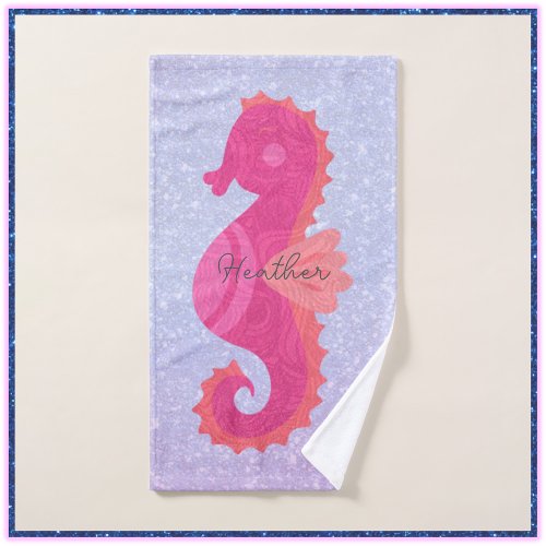 Pretty Little Pink Seahorse Bath Towel Set