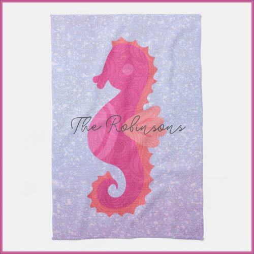 Pretty Little Pink Seahorse  Kitchen Towel