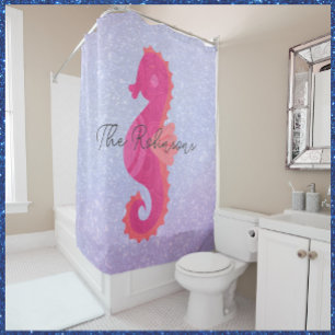 Pretty Little Pink Seahorse Shower Curtain