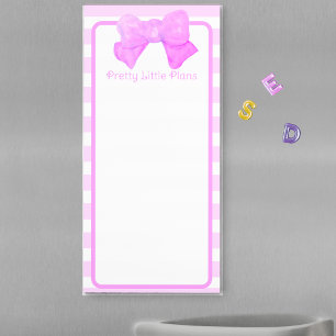 Pretty Little Plans Pink Purple Bow Stripe Magnetic Notepad
