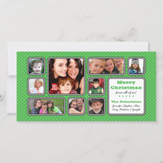 Pretty Little Polka Dot Collage Photo Card - Green