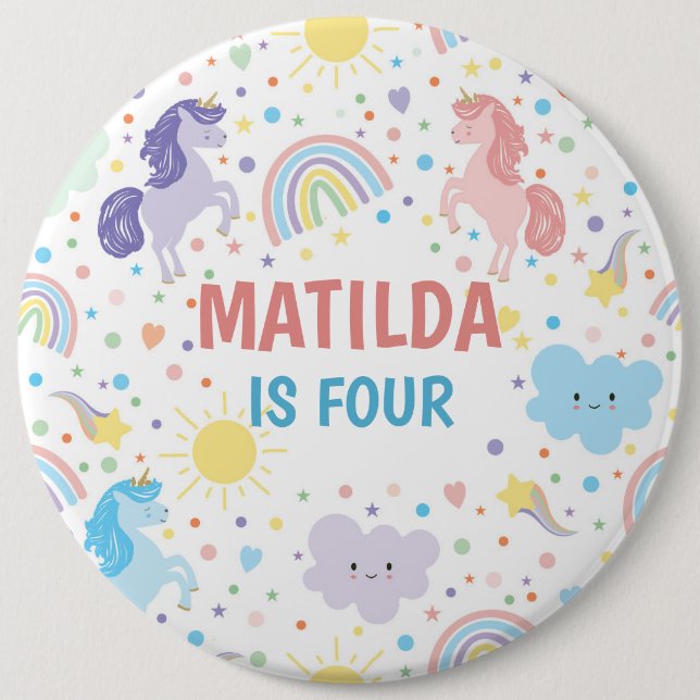 Pretty Little Unicorns Round Badge Button (Front)