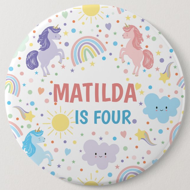 Pretty Little Unicorns Round Pin Badge (Front)