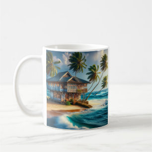Pretty Log Cabin Beach House Coffee Mug