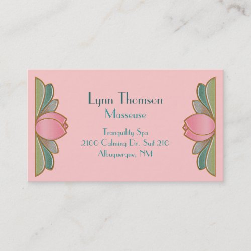 Pretty Lotus Flower Spa Business Card
