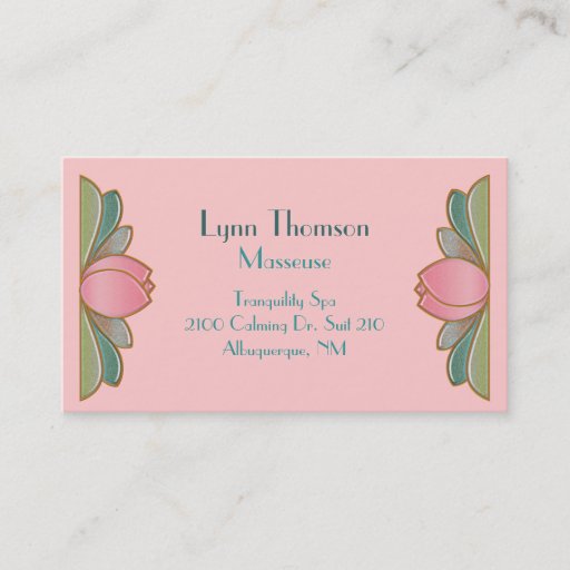 Customizable Pretty Lotus Flower Spa Business Card