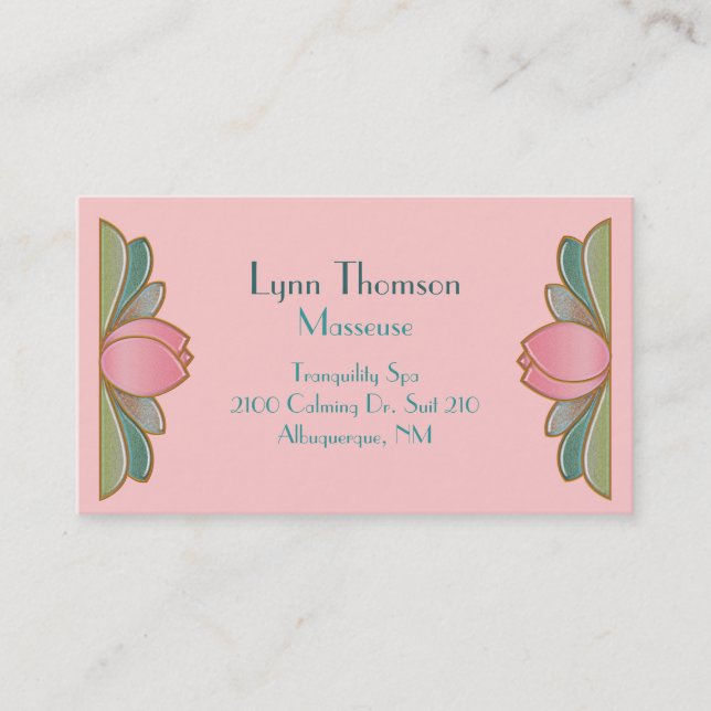 Pretty Lotus Flower Spa Business Card (Front)