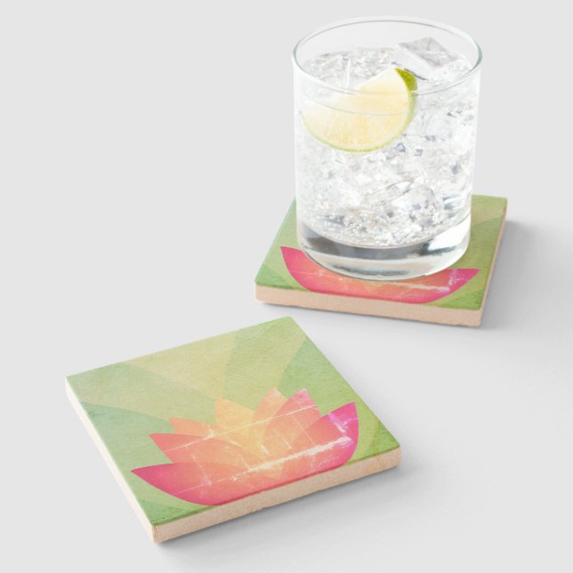Pretty Lotus Flower Stone Coaster (Side)