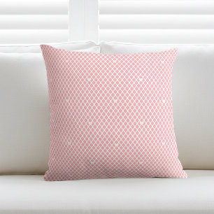 Pretty Love Heart Lattice Mesh Pink Modern Throw Pillow