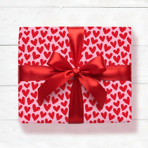 Pretty Love Heart Pattern Pink Red Valentine Wrapping Paper