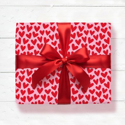 Pretty Love Heart Pattern Pink Red Valentine Wrapping Paper
