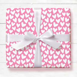 Pretty Love Heart Pattern Pink White Valentine Wrapping Paper