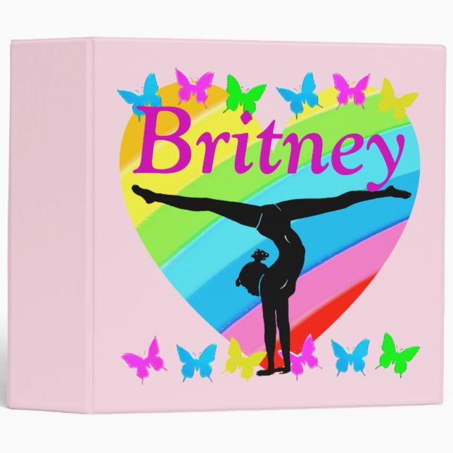 PRETTY LOVE HEART PERSONALIZED GYMNAST BINDER (Front/Spine)