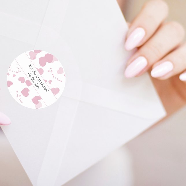 Pretty Love heart Personalized Wedding Sticker (Creator Uploaded)