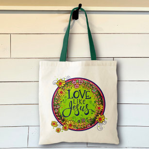 Pretty Love like Jesus Inspirivity Large Tote Bag