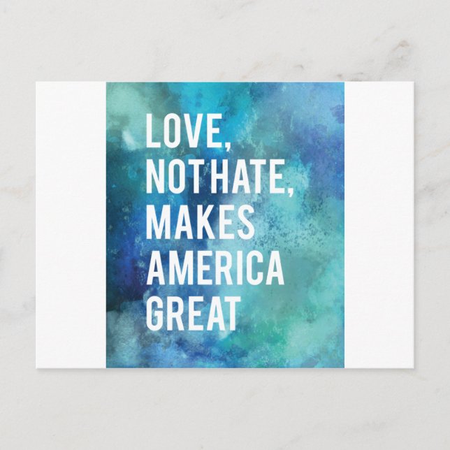 Pretty Love not hate makes America great watercolo Postcard (Front)